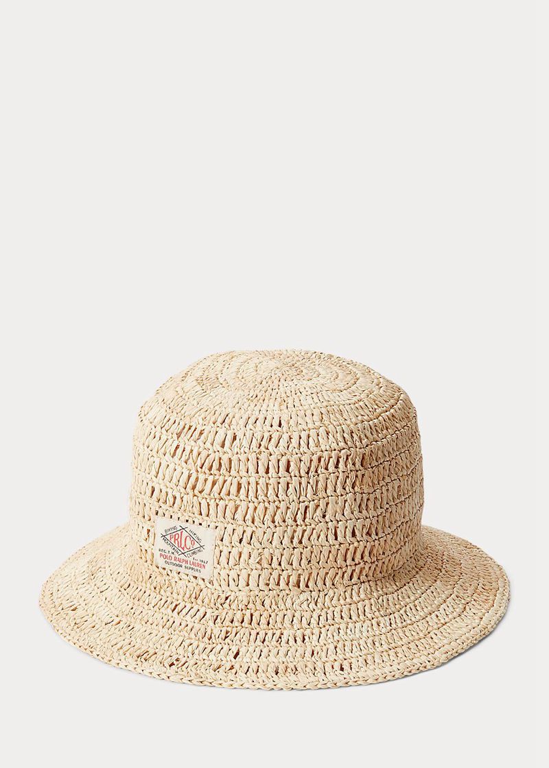 Gorra Polo Ralph Lauren Hombre Raffia Bucket Chile Beige ZBJXF-9150